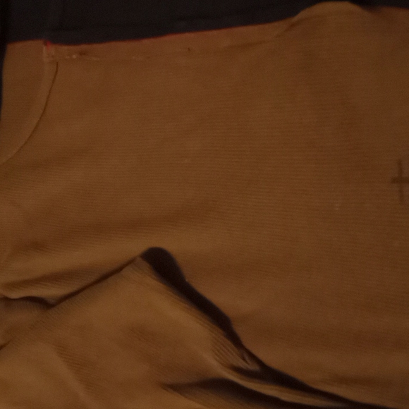Chico's Color Block L/S Top in Black & Brown with Asian Script in Size 2 /Large - Picture 3 of 6